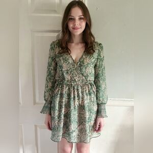 Mimi Chica Leafy Green and Cream Dress